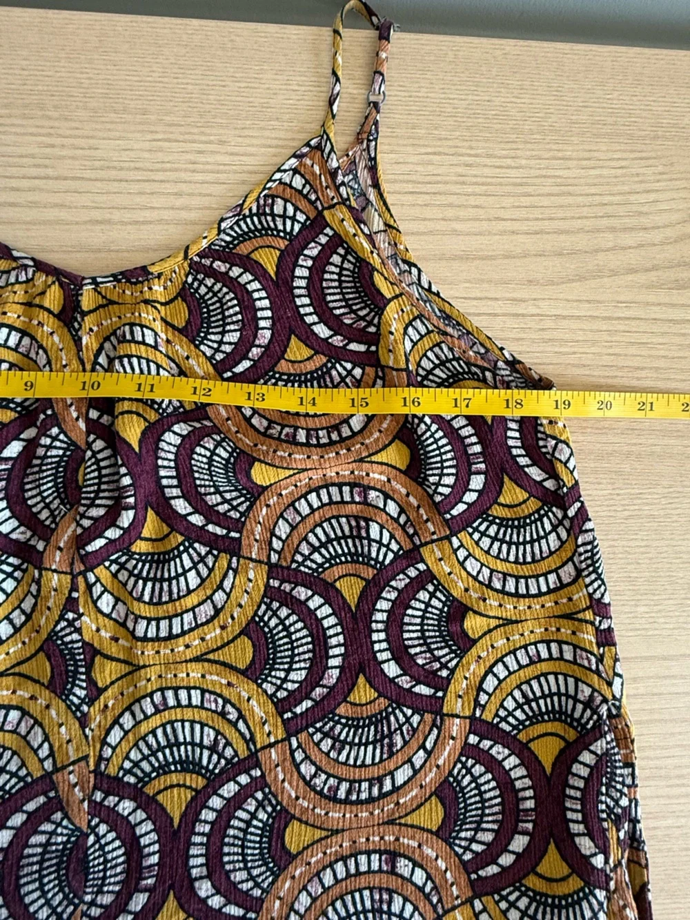 Boho Geometric Cropped Jumpsuit Romper Adjustable Straps Stretch Wide Leg Medium